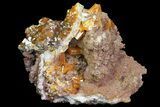 Lustrous Wulfenite Crystals on Calcite - Los Lamentos, Mexico #139791-1